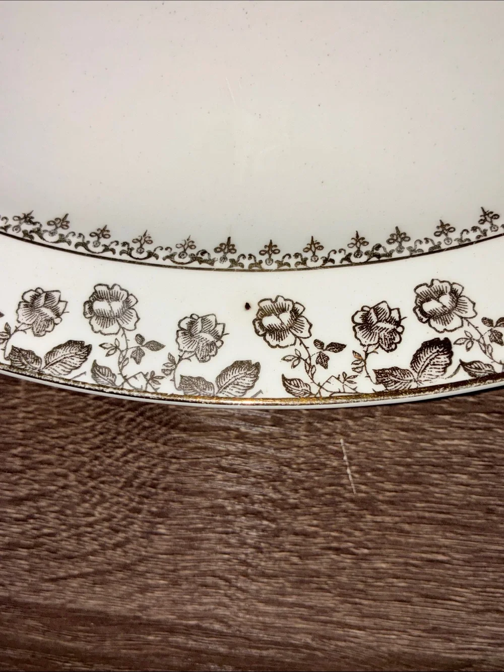Vtg Pope Gosser Cream Floral Fruit Medallion Serving Platter